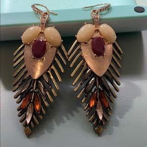 Gorgeous merlot, cream and orange earrings